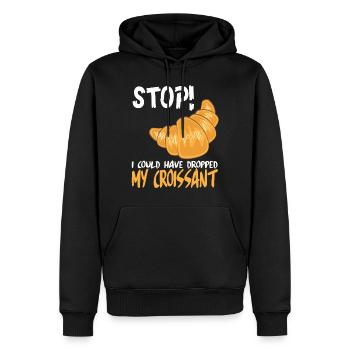 Lustiger Croissant Frankreich Spruch - Männer Premium Bio Hoodie - Schwarz - Vorne - Nico (187cm)