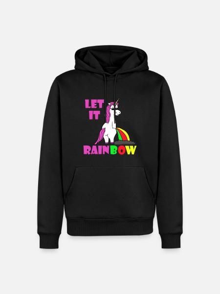 Einhorn Rainbow - Männer Premium Bio Hoodie - Schwarz