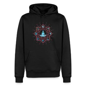 yoga - Männer Premium Bio Hoodie - Schwarz - Vorne - Nico (187cm)