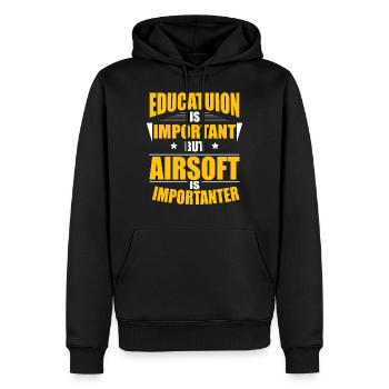 AIRSOFT EST IMPORTANT - Sweat à capuche Premium bio Homme - noir - Devant - Nico (187cm)