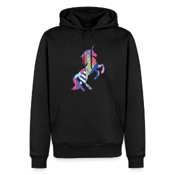 Cadeau drôle d'animal d'impression géométrique d'amant de licorne - Sweat à capuche Premium bio Homme - noir - Devant - Nico (187cm)