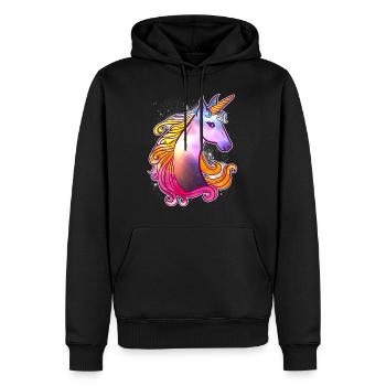 Génial violet licorne coloré licorne magique - Sweat à capuche Premium bio Homme - noir - Devant - Nico (187cm)