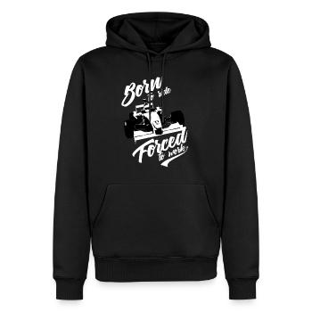 born to ride forced to work - Männer Premium Bio Hoodie - Schwarz - Vorne - Nico (187cm)
