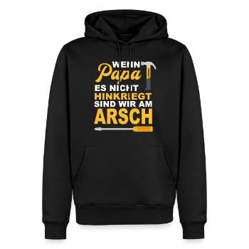 Père, papa, fête des pères, - Sweat à capuche Premium bio Homme - noir - Devant - Nico (187cm)