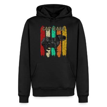 Capybara - Männer Premium Bio Hoodie - Schwarz - Vorne - Nico (187cm)