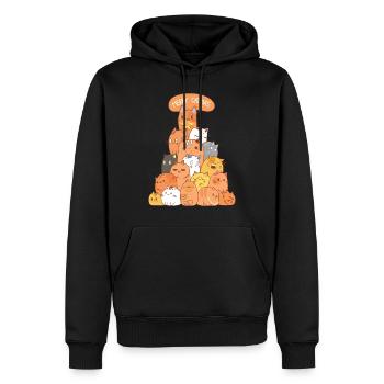 Chat cadeau de noel sapin de chatier - Sweat à capuche Premium bio Homme - noir - Devant - Nico (187cm)