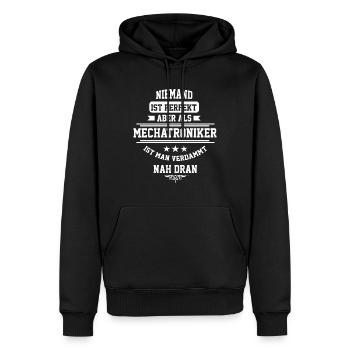 Mécanicien automobile mécatronique voitures mécatroniques - Sweat à capuche Premium bio Homme - noir - Devant - Nico (187cm)
