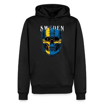 Schwedischer Totenkopf | Schweden Patriot Geschenk - Männer Premium Bio Hoodie - Schwarz - Vorne - Nico (187cm)