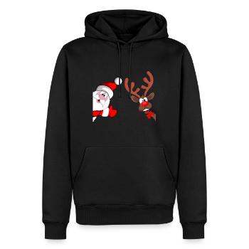 Tee-shirt cadeau Joyeux Noël Père Noël - Sweat à capuche Premium bio Homme - noir - Devant - Nico (187cm)