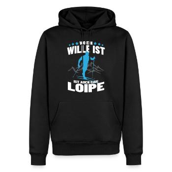 Stolzes Langlauf Wintersport Loipe Ski Geschenk - Männer Premium Bio Hoodie - Schwarz - Vorne - Nico (187cm)