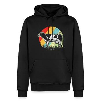 vache - Sweat à capuche Premium bio Homme - noir - Devant - Nico (187cm)