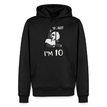 Cadeau de 10 ans anniversaire fille panda - Sweat à capuche Premium bio Homme - noir - Devant - Nico (187cm)