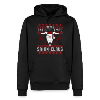 Joyeux Antichristmas - Satan Claus Ugly Sweater - Sweat à capuche Premium bio Homme - noir - Devant - Nico (187cm)