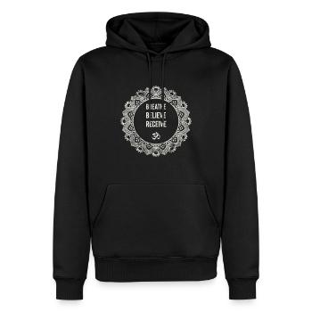Respirez Croyez Recevez Namaste Yoga Méditation - Sweat à capuche Premium bio Homme - noir - Devant - Nico (187cm)