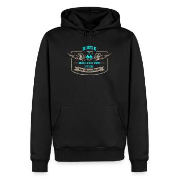 Route 66 America´s Highway - Männer Premium Bio Hoodie - Schwarz - Vorne - Nico (187cm)