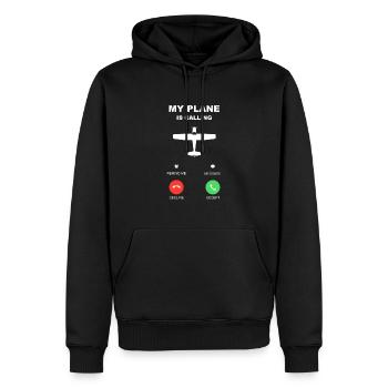 flugzeug anruf pilot fliegen - Männer Premium Bio Hoodie - Schwarz - Vorne - Nico (187cm)