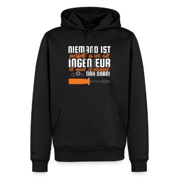 Ingénieur disant cadeau - Sweat à capuche Premium bio Homme - noir - Devant - Nico (187cm)