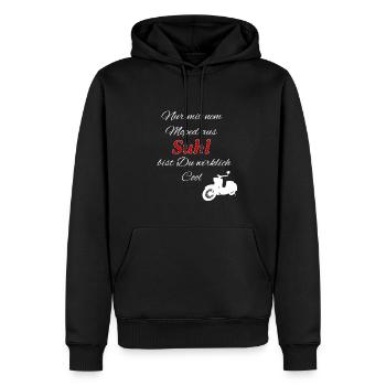 Suhl Moped - Männer Premium Bio Hoodie - Schwarz - Vorne - Nico (187cm)