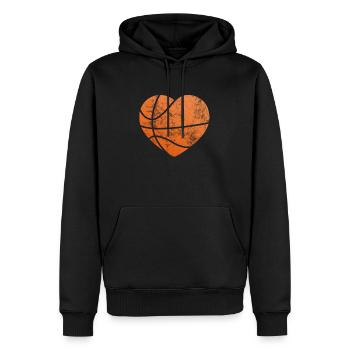 Basketball Love Herz T-Shirt & Geschenk - Männer Premium Bio Hoodie - Schwarz - Vorne - Nico (187cm)