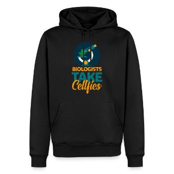 Biologiste CellFies - Sweat à capuche Premium bio Homme - noir - Devant - Nico (187cm)