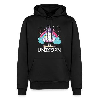Cool unicorn - Men’s Premium Organic Hoodie - black - Front - Nico (187cm)