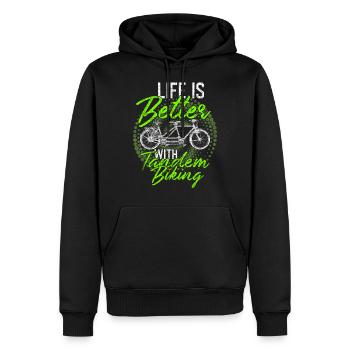 Tandem Fahrrad - Männer Premium Bio Hoodie - Schwarz - Vorne - Nico (187cm)