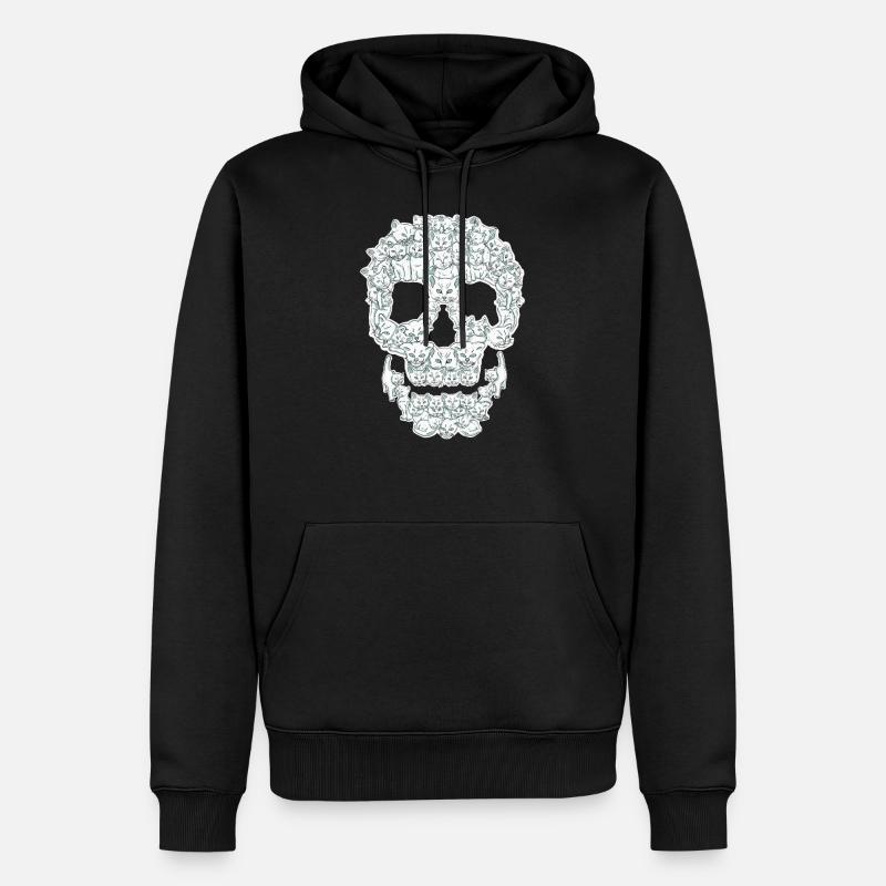 Crâne chat chats crâne - Sweat à capuche Premium bio Homme - noir