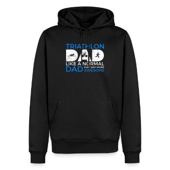 Triathlon Papa genau wie ein normaler Papa genau so - Männer Premium Bio Hoodie - Schwarz - Vorne - Nico (187cm)