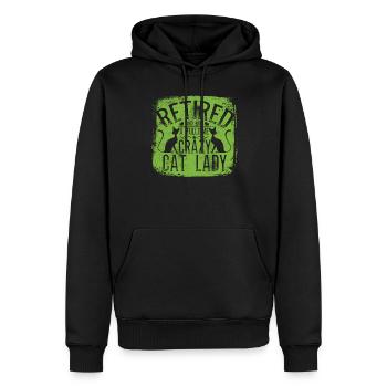 Dame de chat folle à temps plein - Sweat à capuche Premium bio Homme - noir - Devant - Nico (187cm)