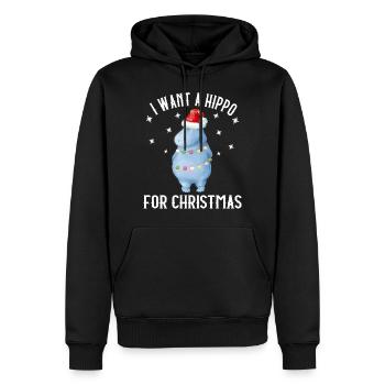 I want a Hippo for Christmas Nilpferd Xmas - Männer Premium Bio Hoodie - Schwarz - Vorne - Nico (187cm)