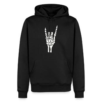 Main squelette - Sweat à capuche Premium bio Homme - noir - Devant - Nico (187cm)