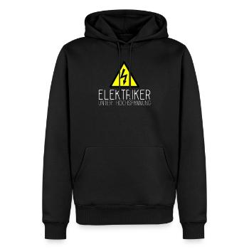 Elektriker unter Hochspannung | Baustelle Geschenk - Männer Premium Bio Hoodie - Schwarz - Vorne - Nico (187cm)
