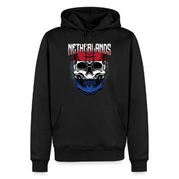 Crâne hollandais | Cadeau Pays-Bas - Sweat à capuche Premium bio Homme - noir - Devant - Nico (187cm)