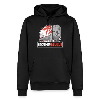 BROTHERSAURIER Brother T Rex Dinosaur Dino Fan Shirt - Men’s Premium Organic Hoodie - black - Front - Nico (187cm)