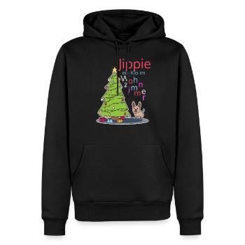 Funny dog Christmas tree gift - Men’s Premium Organic Hoodie - black - Front - Nico (187cm)