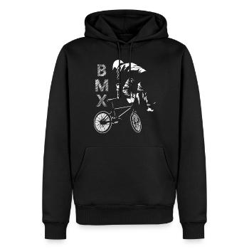 Dearadh Bronntanais Bronntanais BMX - Men’s Premium Organic Hoodie - black - Front - Nico (187cm)