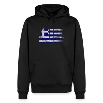 Drapeau grec Grèce cadeau Athènes - Sweat à capuche Premium bio Homme - noir - Devant - Nico (187cm)