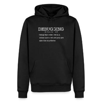 Computer scientist debugging saying - Men’s Premium Organic Hoodie - black - Front - Nico (187cm)
