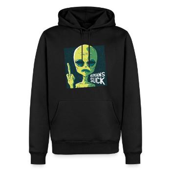 Alien Menschen Hasser - Männer Premium Bio Hoodie - Schwarz - Vorne - Nico (187cm)