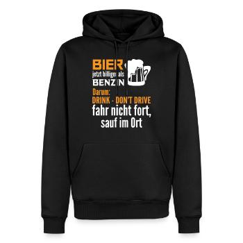 La bière maintenant moins chère que la boisson d'essence ne conduis pas - Sweat à capuche Premium bio Homme - noir - Devant - Nico (187cm)