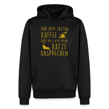 Katzen- Vor dem ersten Kaffee darf nur meine Katze - Männer Premium Bio Hoodie - Schwarz - Vorne - Nico (187cm)