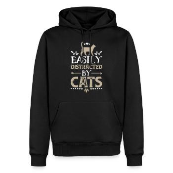 Easily Distracted By Cats Funny Cat Lover Gifts - Men’s Premium Organic Hoodie - black - Front - Nico (187cm)
