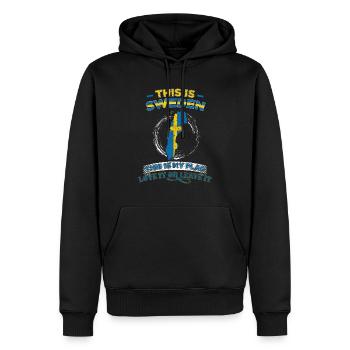 Schweden - Männer Premium Bio Hoodie - Schwarz - Vorne - Nico (187cm)