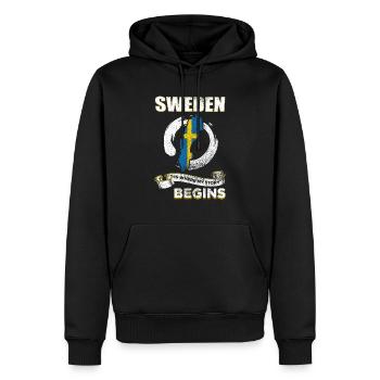 Schweden - Männer Premium Bio Hoodie - Schwarz - Vorne - Nico (187cm)