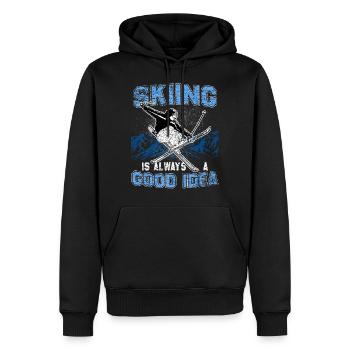 Ski Freeride - Männer Premium Bio Hoodie - Schwarz - Vorne - Nico (187cm)