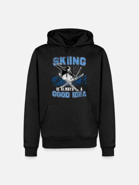 Ski Freeride - Männer Premium Bio Hoodie - Schwarz