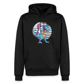 T-Rex Dino Dinosaure Licorne - Sweat à capuche Premium bio Homme - noir - Devant - Nico (187cm)