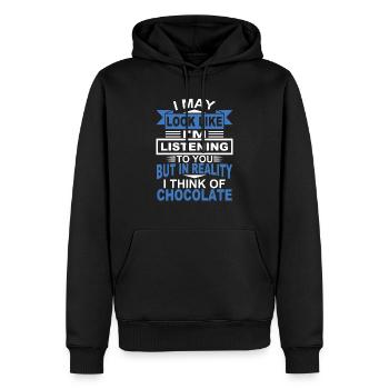 Schokolade - Männer Premium Bio Hoodie - Schwarz - Vorne - Nico (187cm)