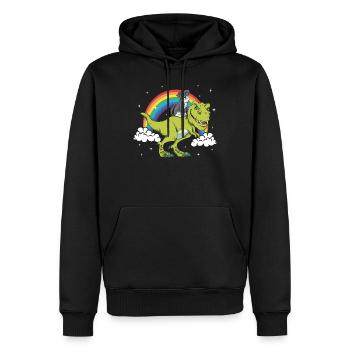 Schnauzer Dog T-Rex Tyrannosaurus Dinosaur - Men’s Premium Organic Hoodie - black - Front - Nico (187cm)