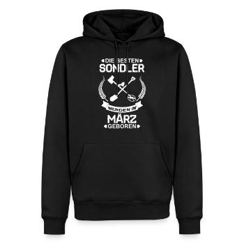 Sondengänger Geburtstagsgeschenk März, Sondeln - Männer Premium Bio Hoodie - Schwarz - Vorne - Nico (187cm)